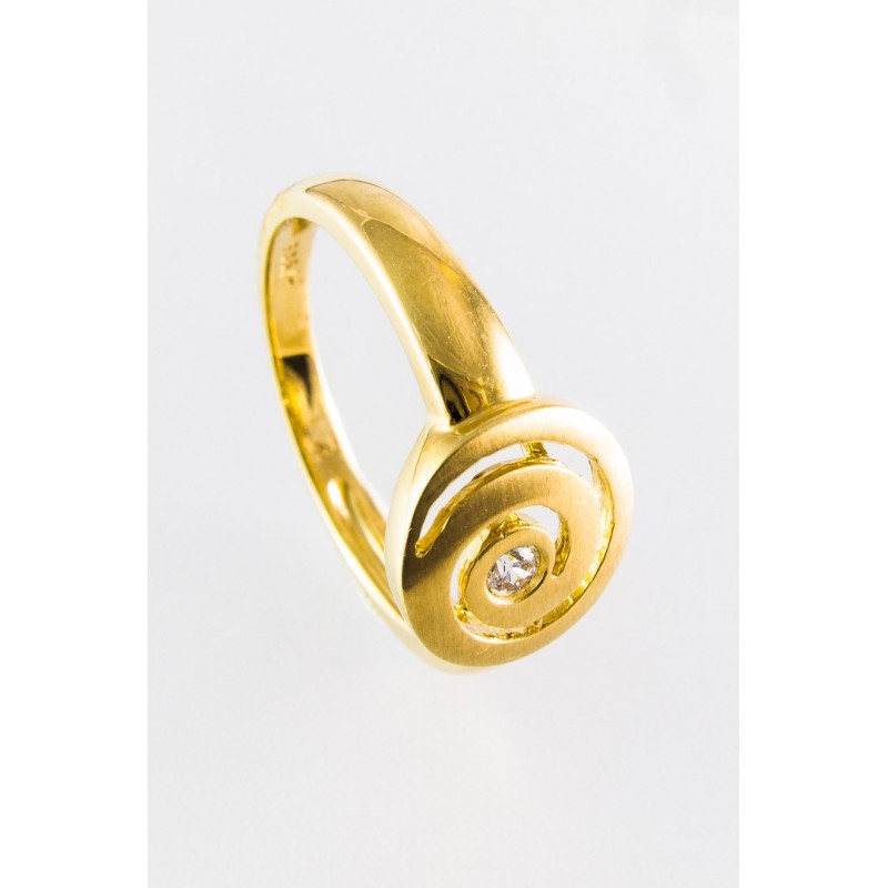 585 Gelbgold Ring. Spiral. Zirkonia. Matt. (GR3)