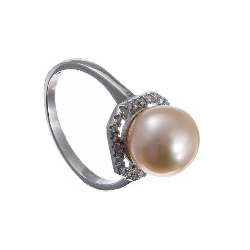 925 Sterling Silber Ring mit rosa Perle . Süßwasserzuchtperle.  (SR24)