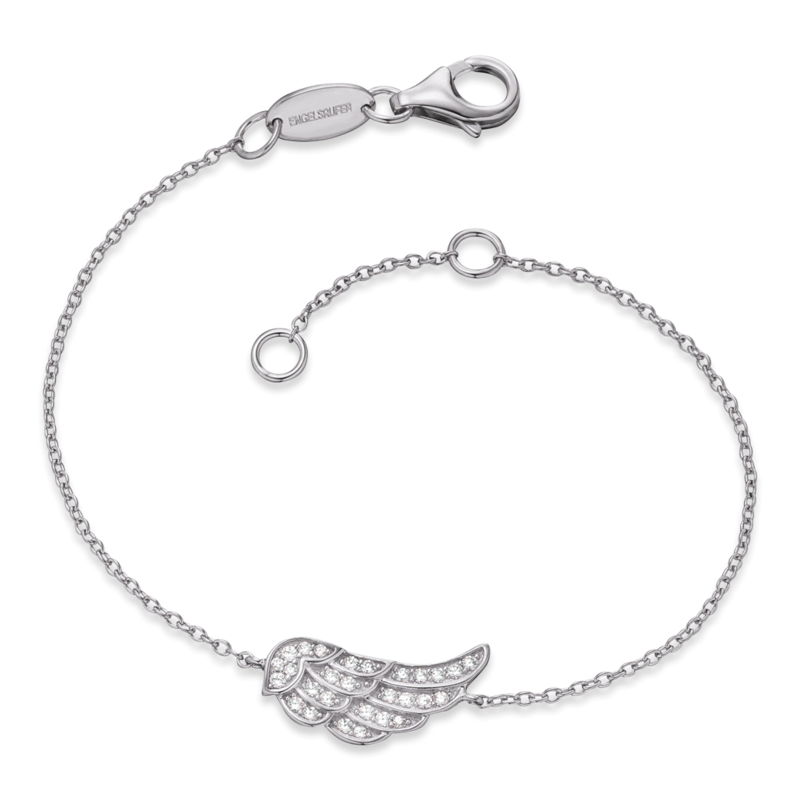 Engelsrufer Silber Armband Flügel mit Zirkonia rhodiniert (ERB-LILWING-ZI)
